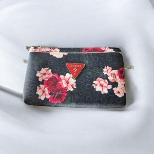 GUESS Black Floral Wristlet